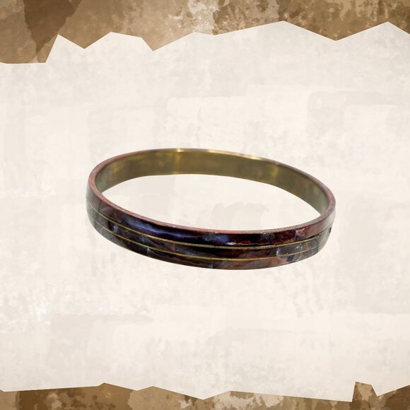 Iridescent Brown Shell Inlay Bracelet - Picture 2 of 4